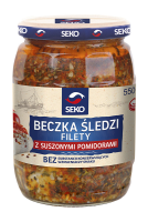 Beczka Śledzi Filety z Suszonymi Pomidorami 550g Seko