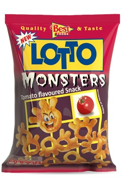 Best Foods Lotto monsters Corn Crisps with Tomato Flavour 75g Food Plus ...